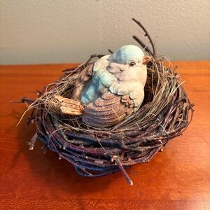 Bird On A Nest Stone Bird Twig Nest Cottage Core Farmhouse